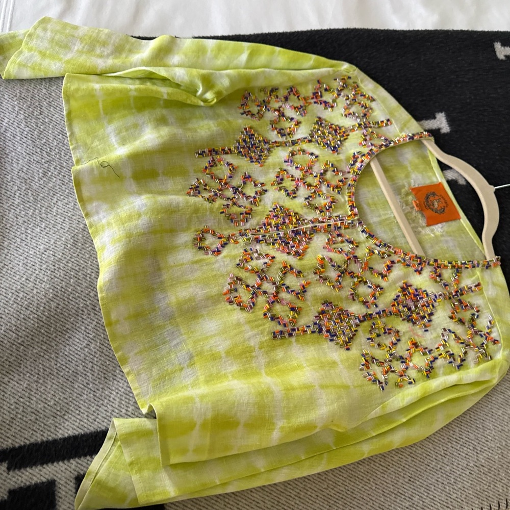 Coniglio Palm Beach Embellished Lime Green Top